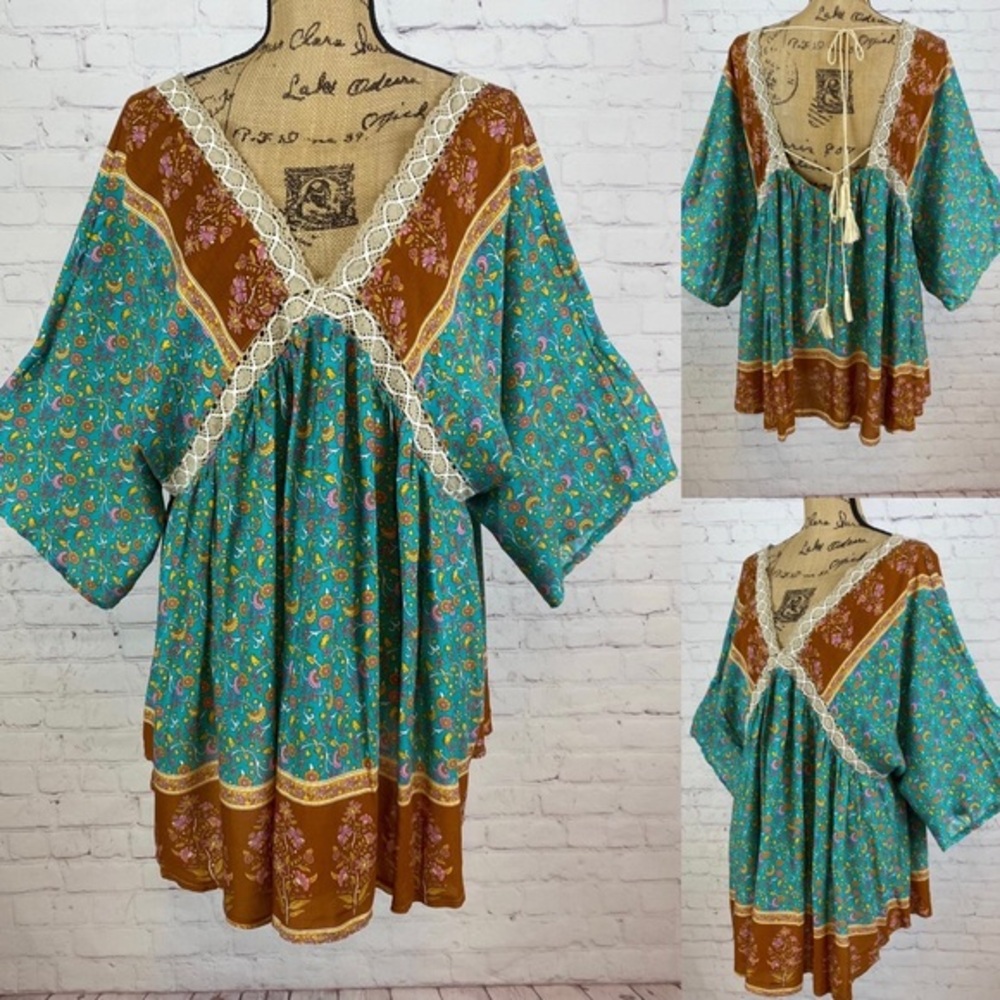 Gigio Oversized Boho Babydoll Open Back Kimono Sleeve Tunic